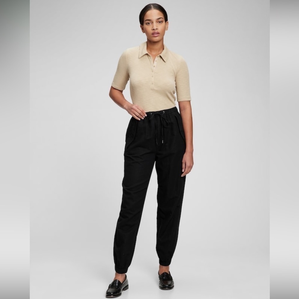 NWT! GAP Black High Rise Linen-Cotton Utility Joggers with Washwell - Size XS🩷